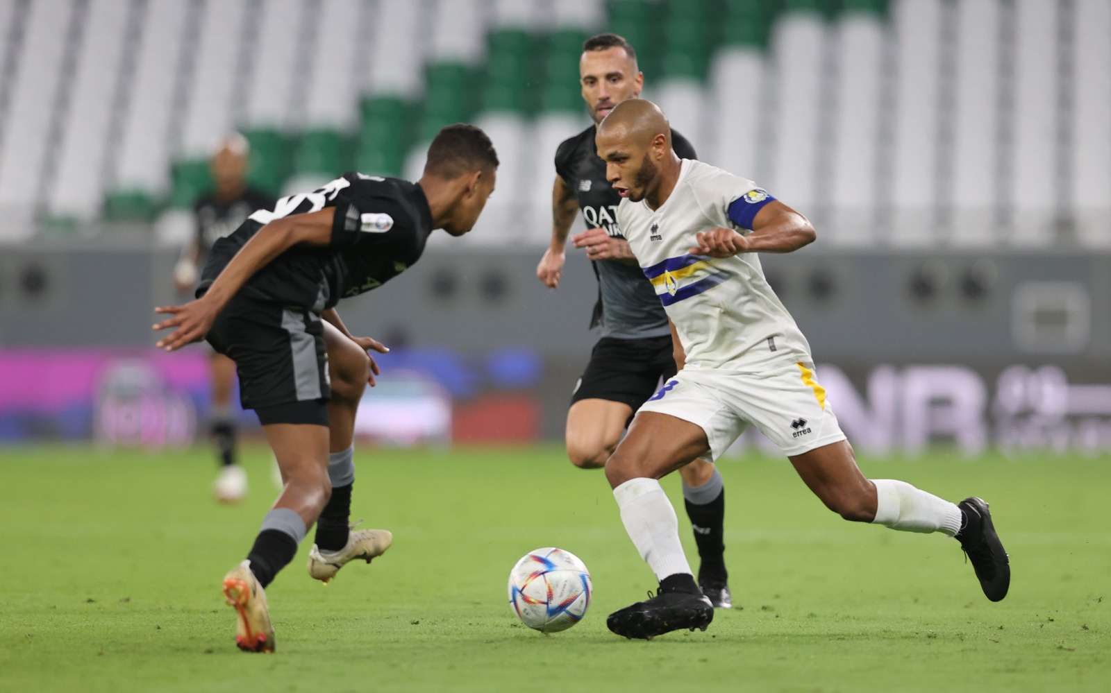 Mohamed El-Sayed (34) of Al Shamal evades a tackle during the QNB Stars  League game between Al Rayyan and Al Shamal at the Suheim bin Hamad Stadium  in Doha, Qatar on 11